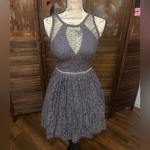 Jodi Kristopher Lace Halter Dress in Purple